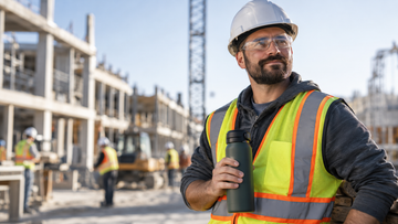 Construction worker taking a break at an active jobsite