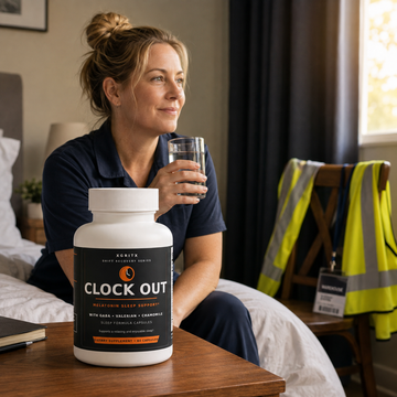 Woman warehouse worker beginning her wind-down routine after a night shift