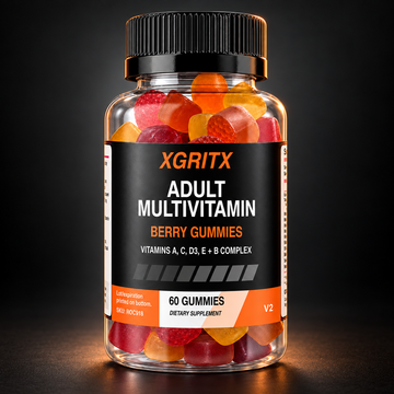 XGRITX Daily Armor adult multivitamin gummies bottle, berry flavor