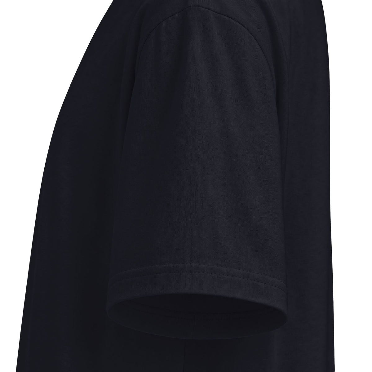 Navy sleeve and fabric detail — Spooky Shift Halloween nurse tee