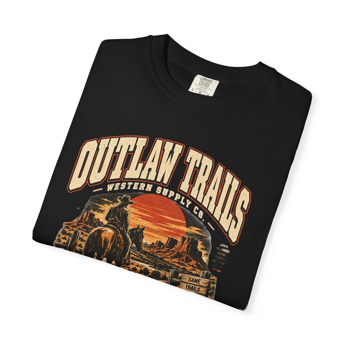 Outlaw Trails Vintage Western T-Shirt — Frontier Division Graphic Tee