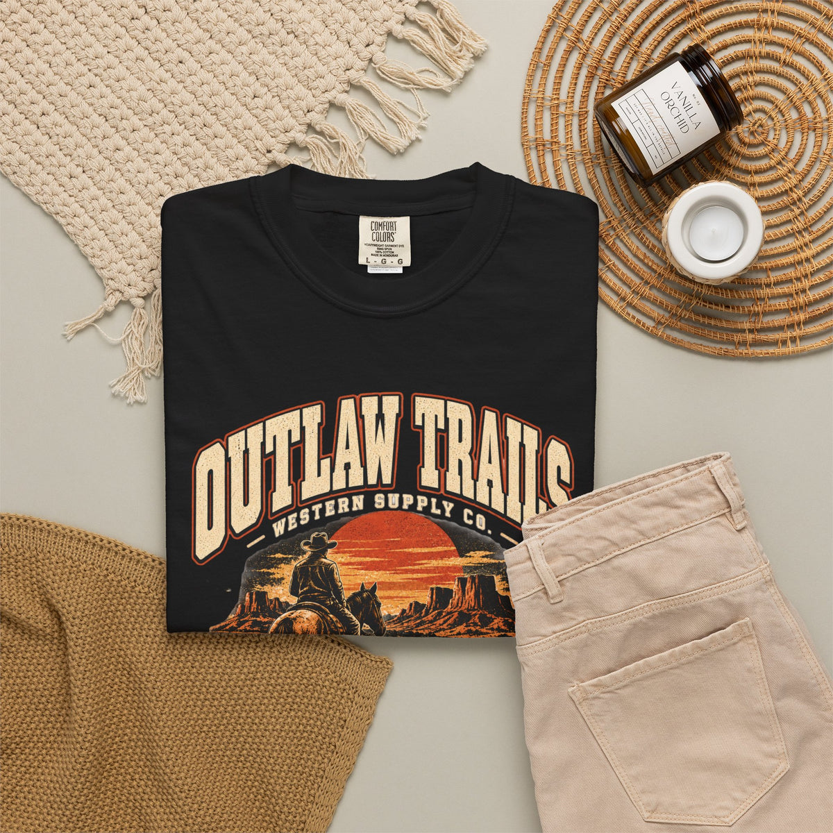 Outlaw Trails Vintage Western T-Shirt — Frontier Division Graphic Tee
