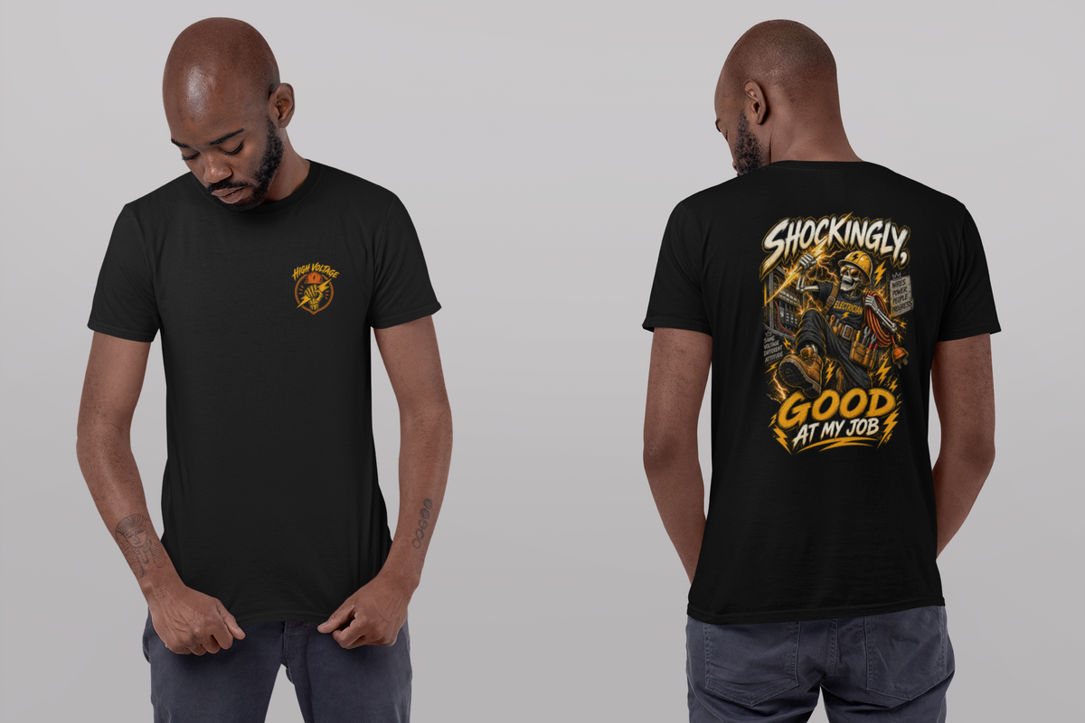 T-Shirt — “Shockingly Good at My Job” Electrician Graphic Tee