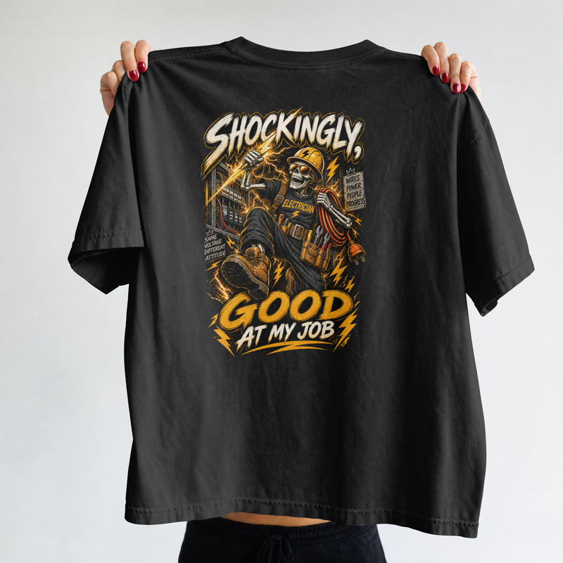 T-Shirt — “Shockingly Good at My Job” Electrician Graphic Tee