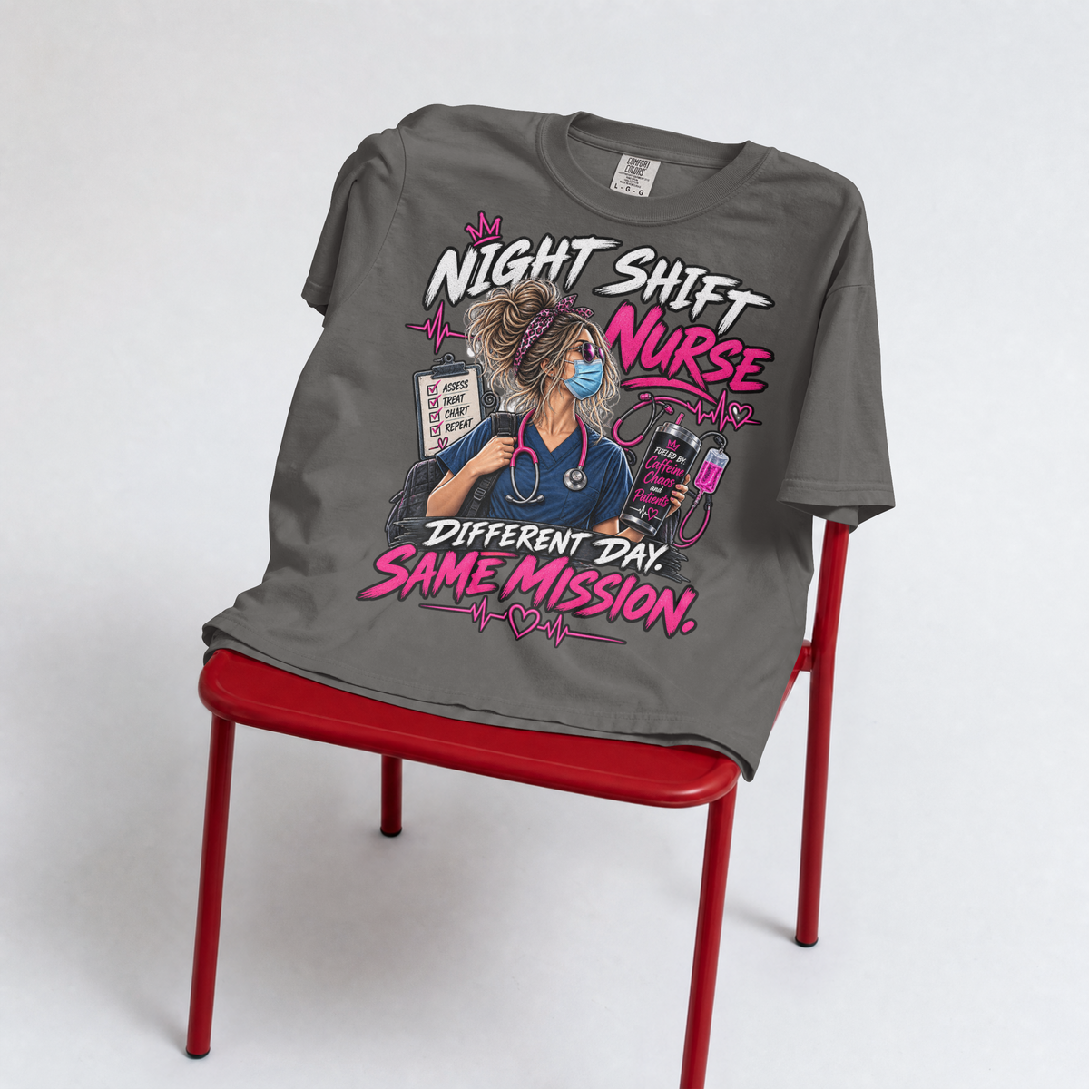 Night Shift Nurse – Different Day Same Mission Unisex T-Shirt