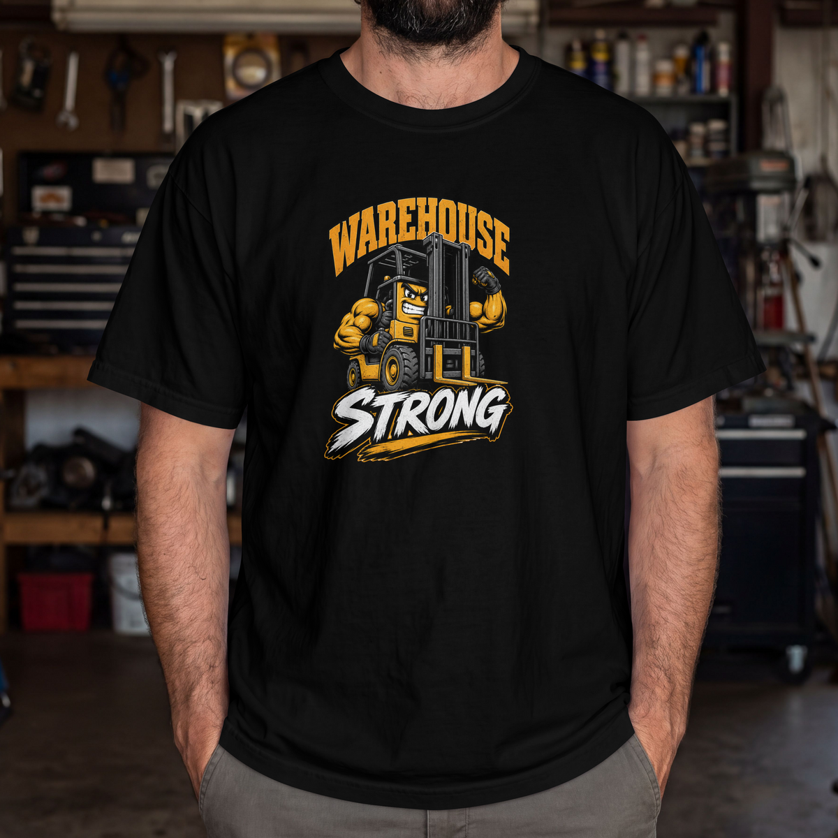 Warehouse Strong T-Shirt — Forklift Crew Work Tee
