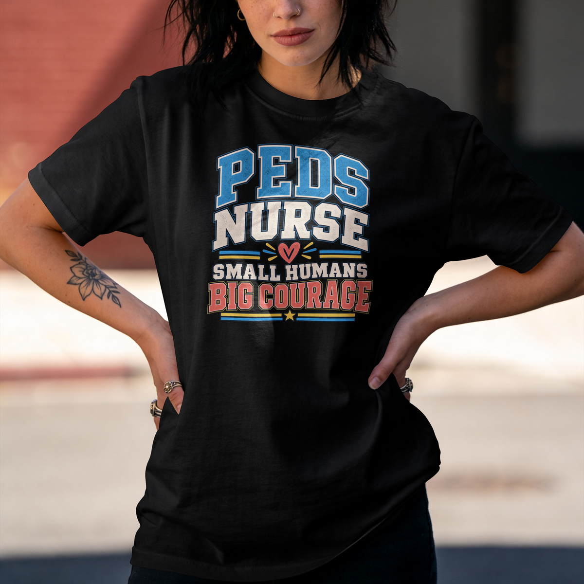 Peds Nurse T‑Shirt — "Small Humans, Big Courage" Pediatric Nurse Tee