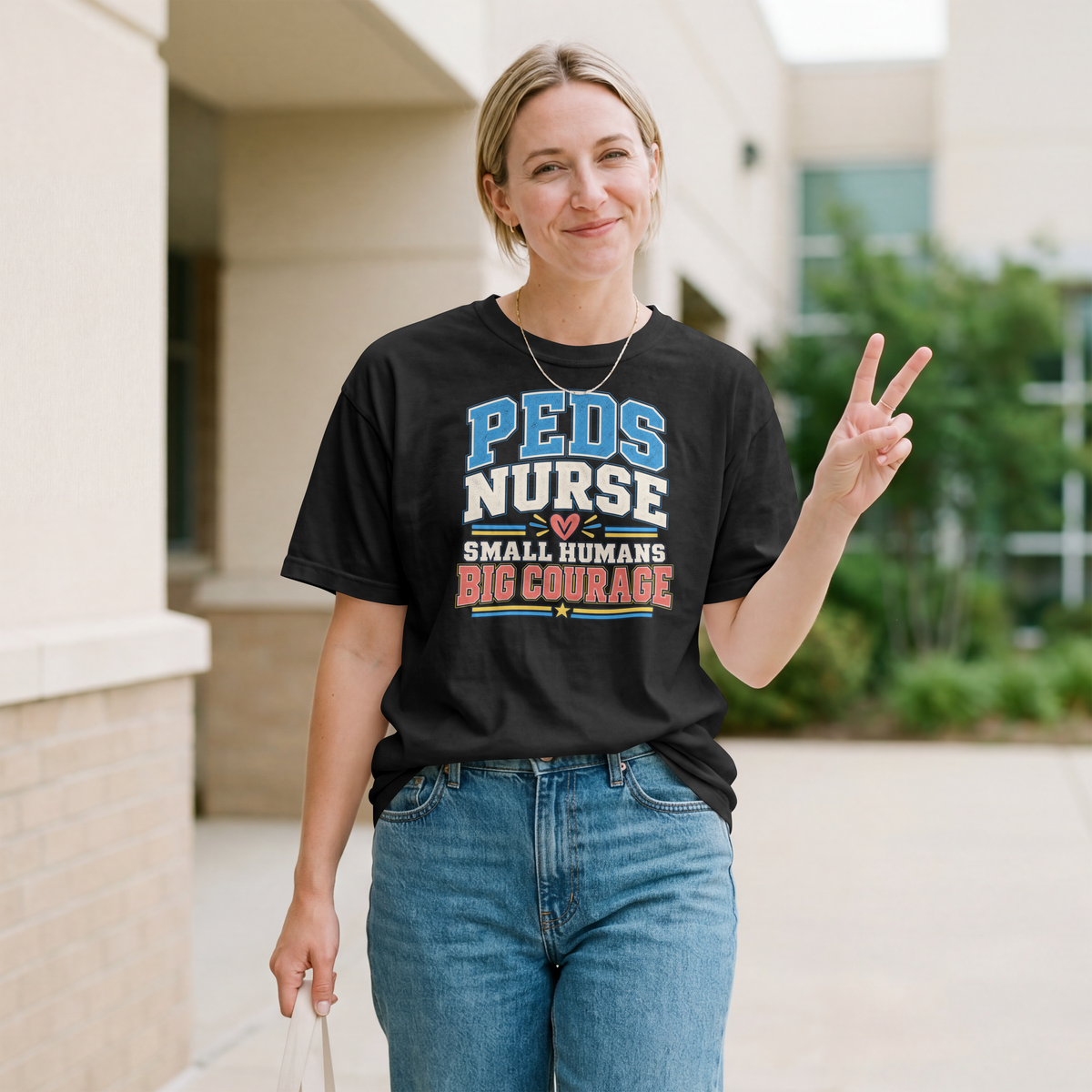 Peds Nurse T‑Shirt — "Small Humans, Big Courage" Pediatric Nurse Tee