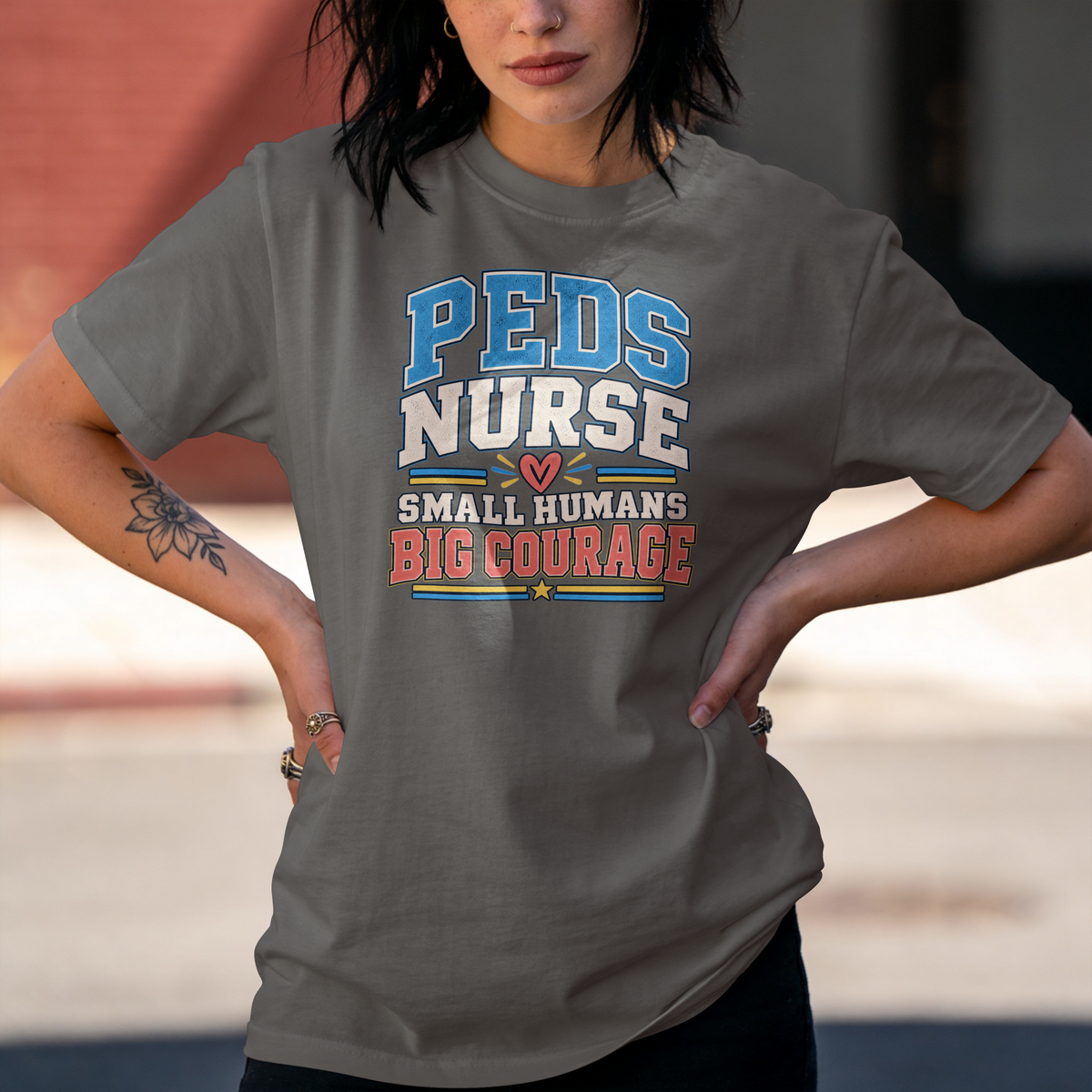 Peds Nurse T‑Shirt — "Small Humans, Big Courage" Pediatric Nurse Tee