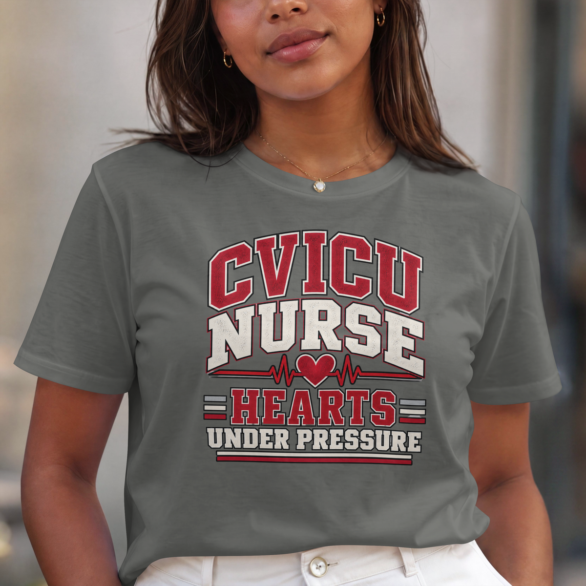 CVICU Nurse T-Shirt — "Hearts Under Pressure" Cardiovascular ICU Shirt