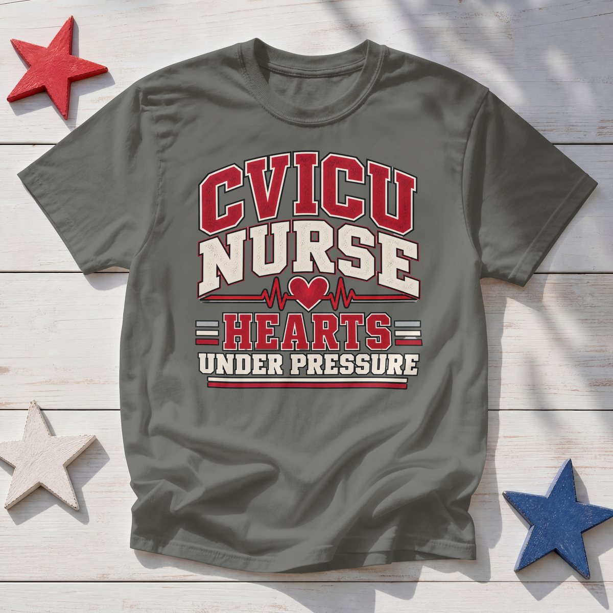 CVICU Nurse T-Shirt — "Hearts Under Pressure" Cardiovascular ICU Shirt