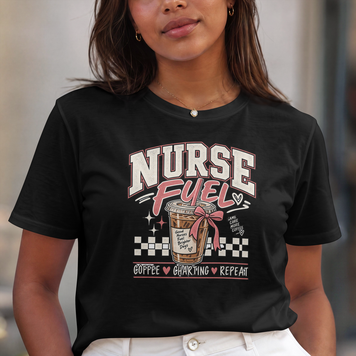 Nurse Fuel T-Shirt — Coffee, Charting & Repeat Retro Tee
