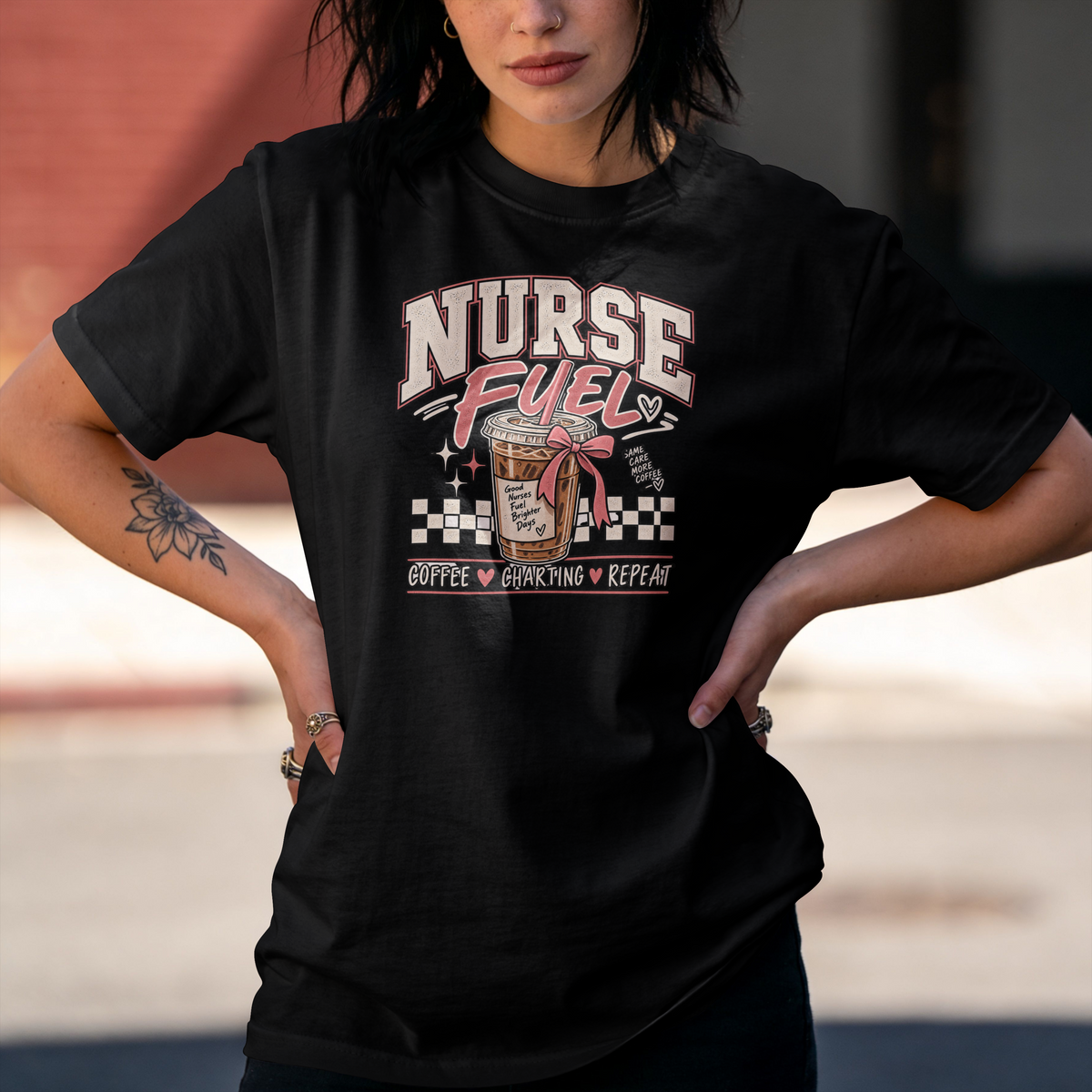 Nurse Fuel T-Shirt — Coffee, Charting & Repeat Retro Tee