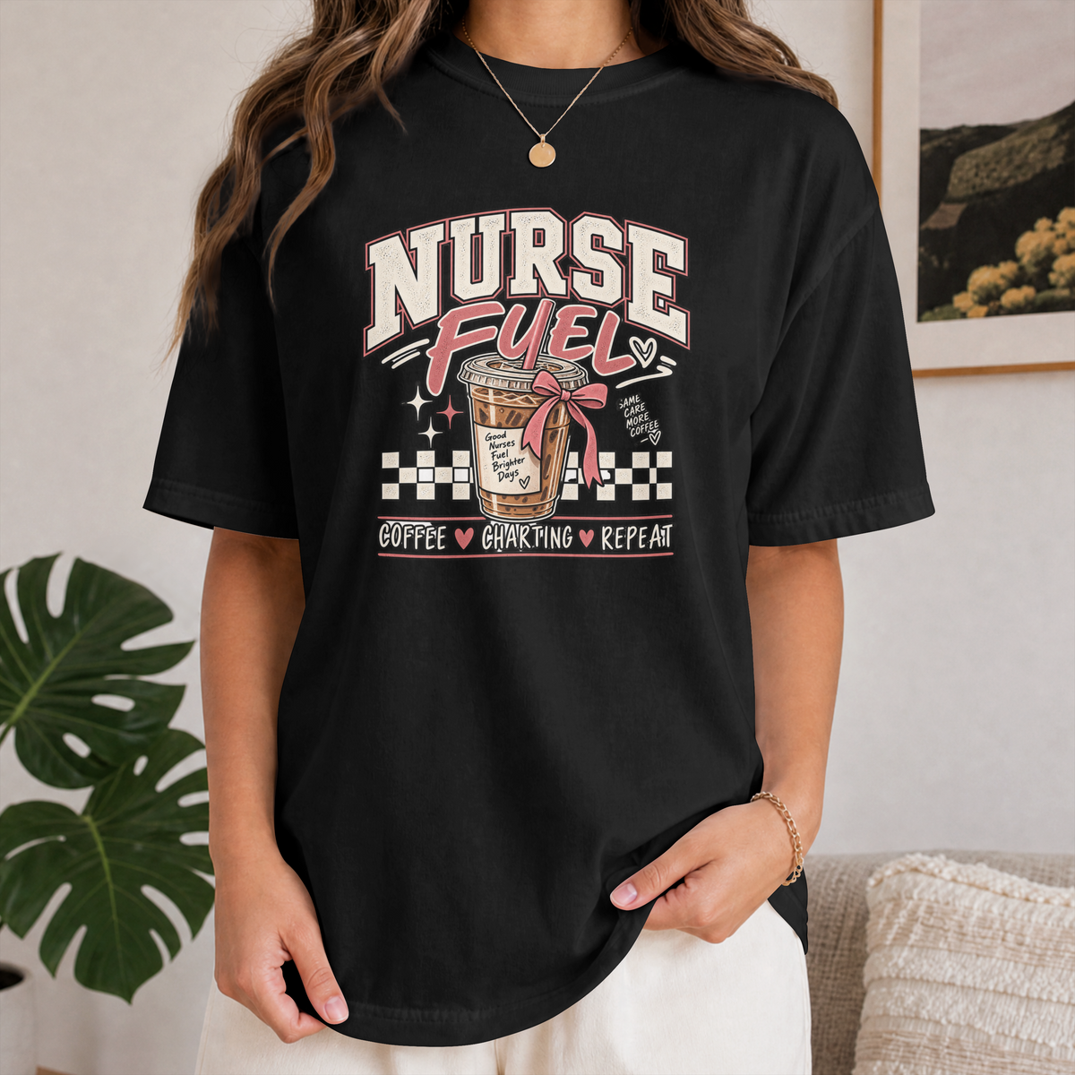 Nurse Fuel T-Shirt — Coffee, Charting & Repeat Retro Tee