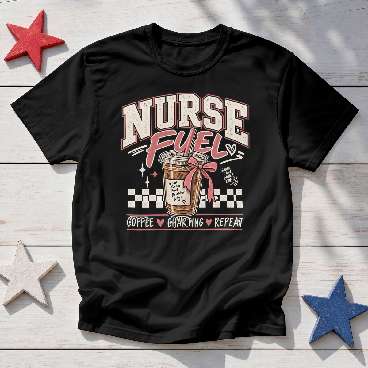 Nurse Fuel T-Shirt — Coffee, Charting & Repeat Retro Tee