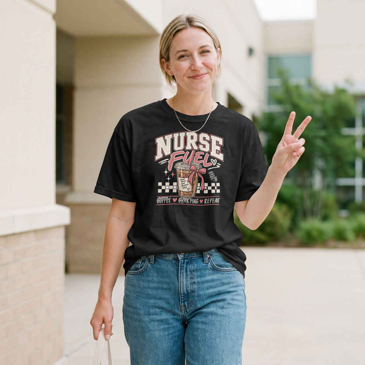 Nurse Fuel T-Shirt — Coffee, Charting & Repeat Retro Tee