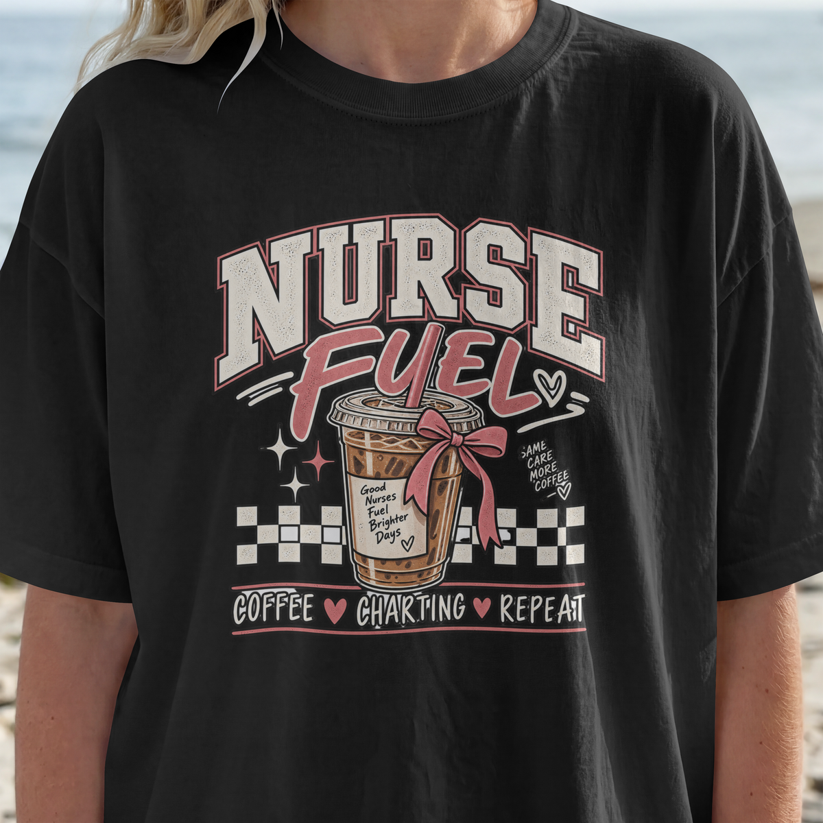 Nurse Fuel T-Shirt — Coffee, Charting & Repeat Retro Tee