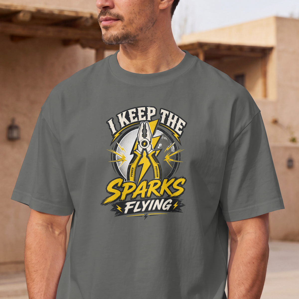 I Keep the Sparks Flying T-Shirt — Electrician Plier Tool Tee