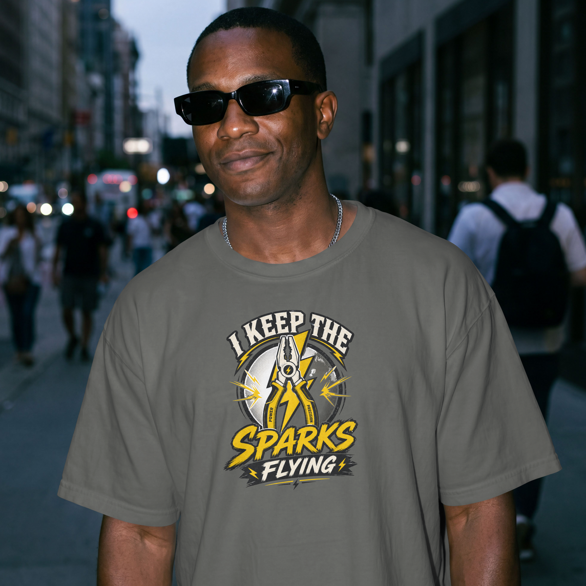 I Keep the Sparks Flying T-Shirt — Electrician Plier Tool Tee