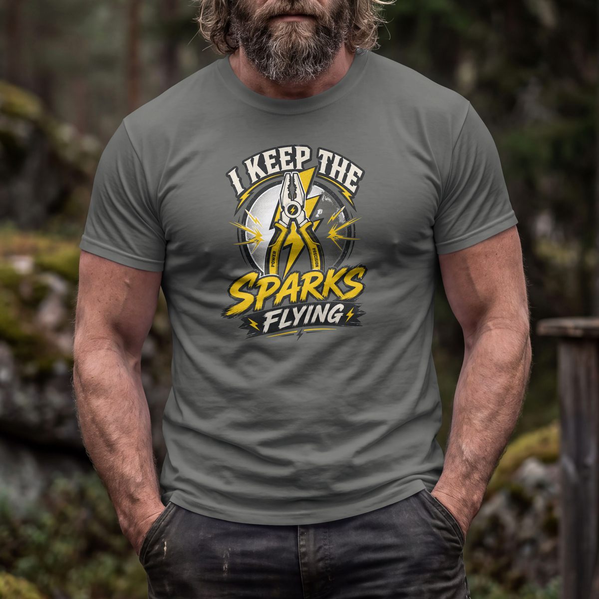 I Keep the Sparks Flying T-Shirt — Electrician Plier Tool Tee