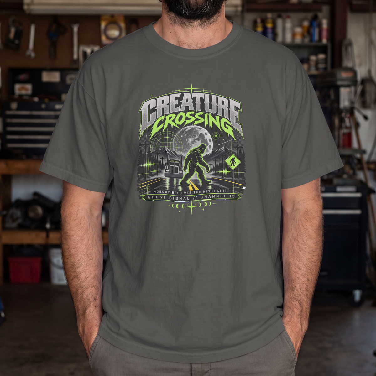 Ghost Signal Alien Trucker T-Shirt – On My 34-Hour Reset UFO Graphic Tee