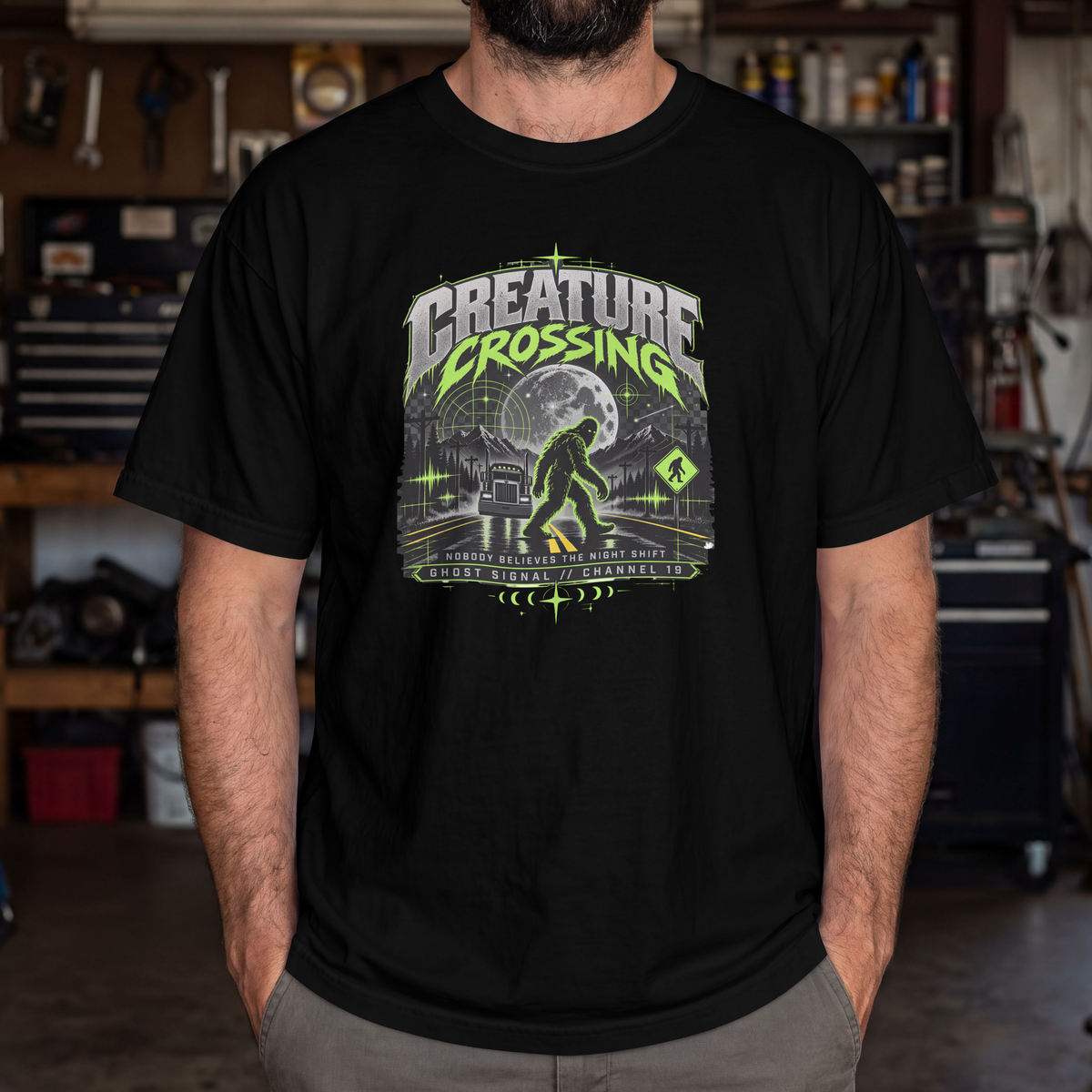 Ghost Signal Alien Trucker T-Shirt – On My 34-Hour Reset UFO Graphic Tee