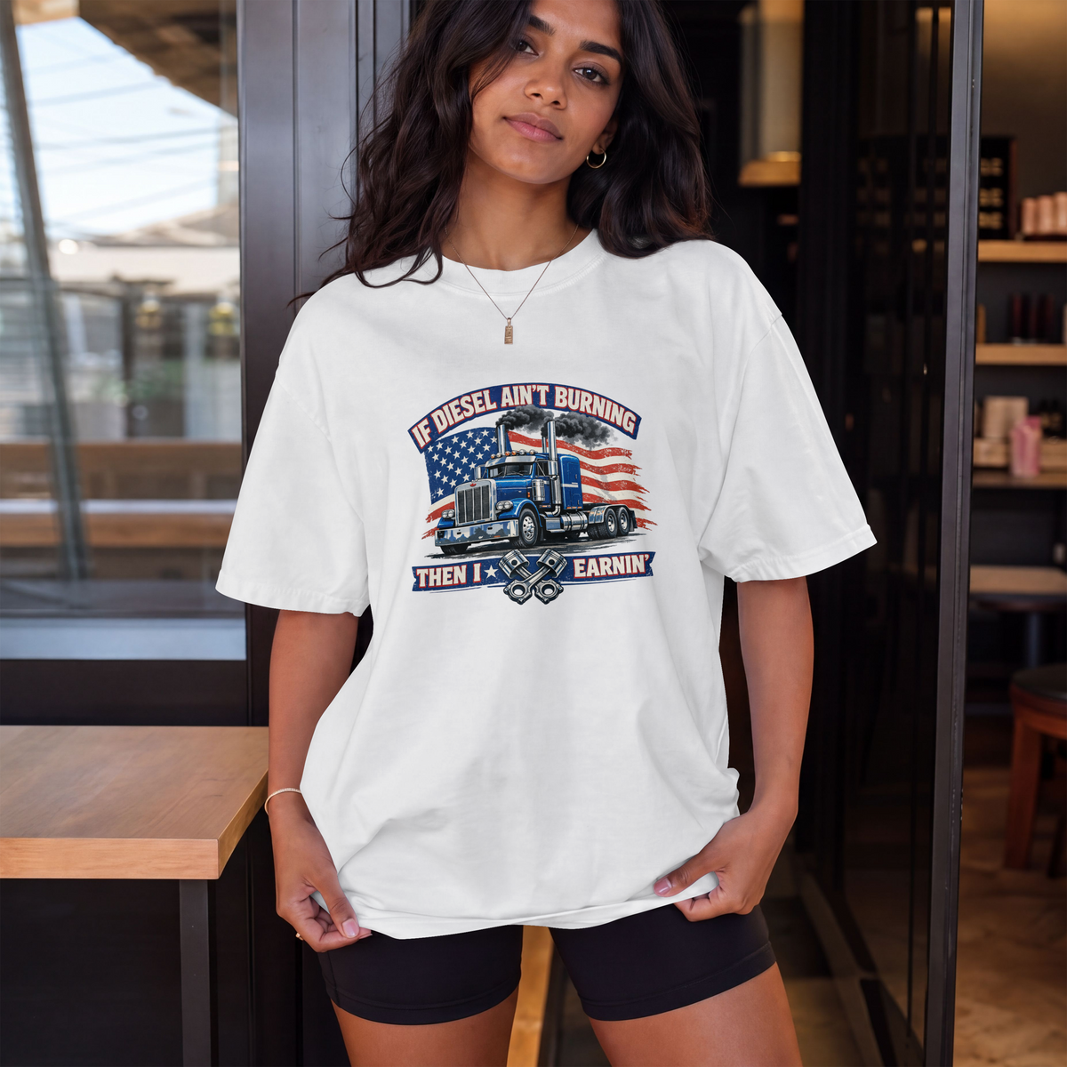 If Diesel Ain't Burning Trucker Shirt – American Flag Semi Truck Tee