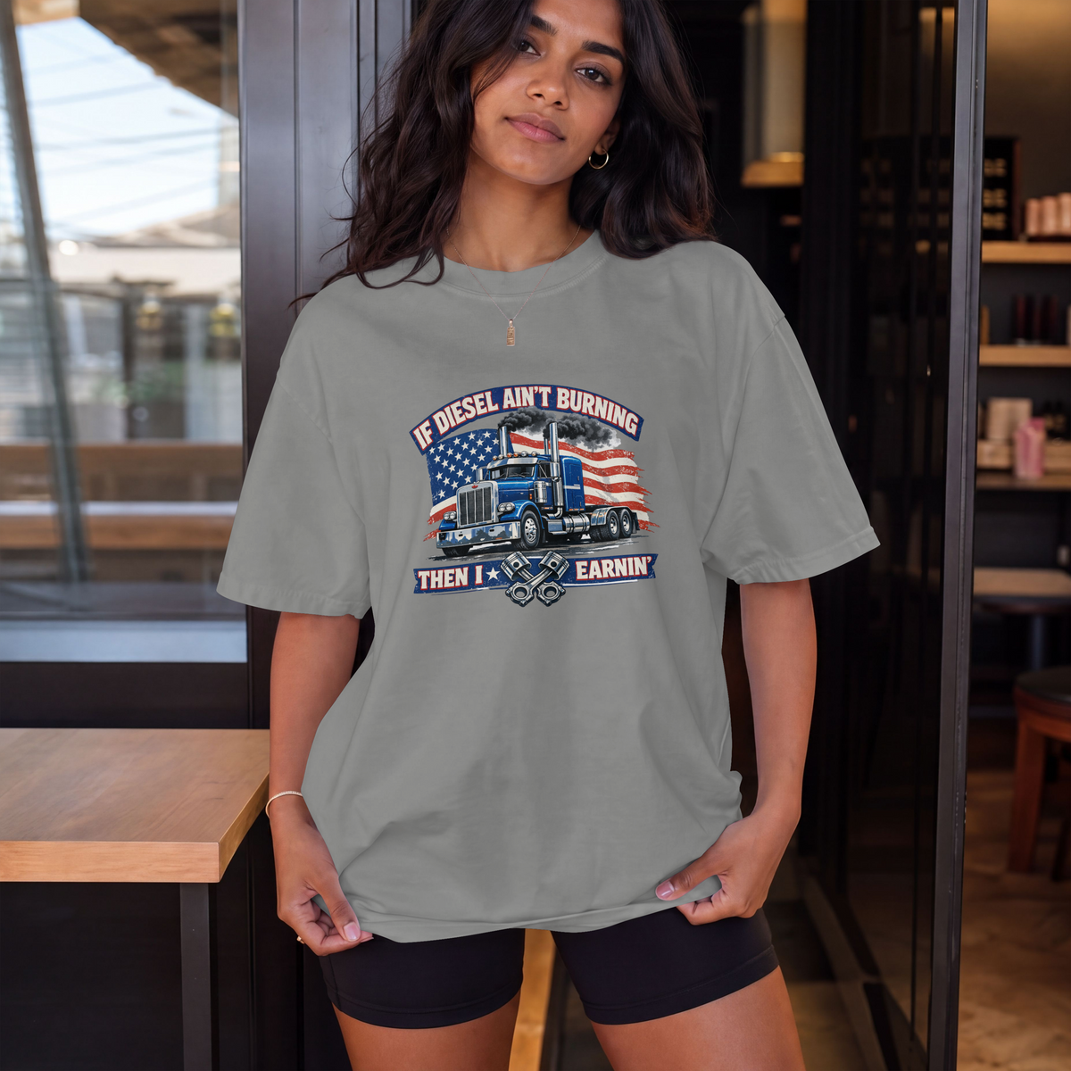 If Diesel Ain't Burning Trucker Shirt – American Flag Semi Truck Tee