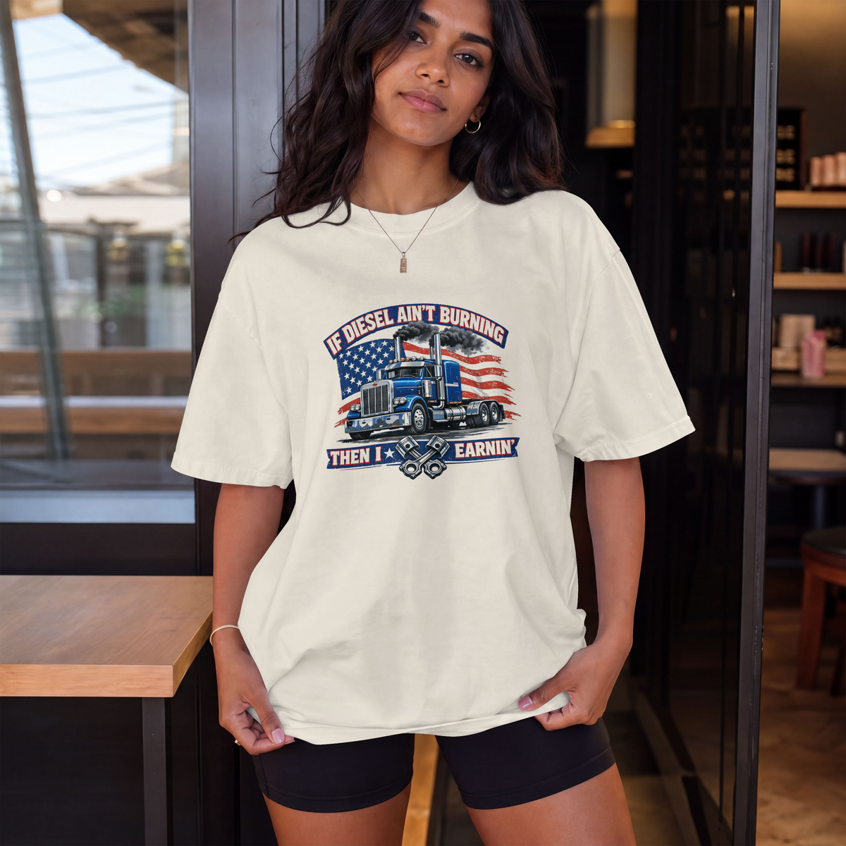If Diesel Ain't Burning Trucker Shirt – American Flag Semi Truck Tee