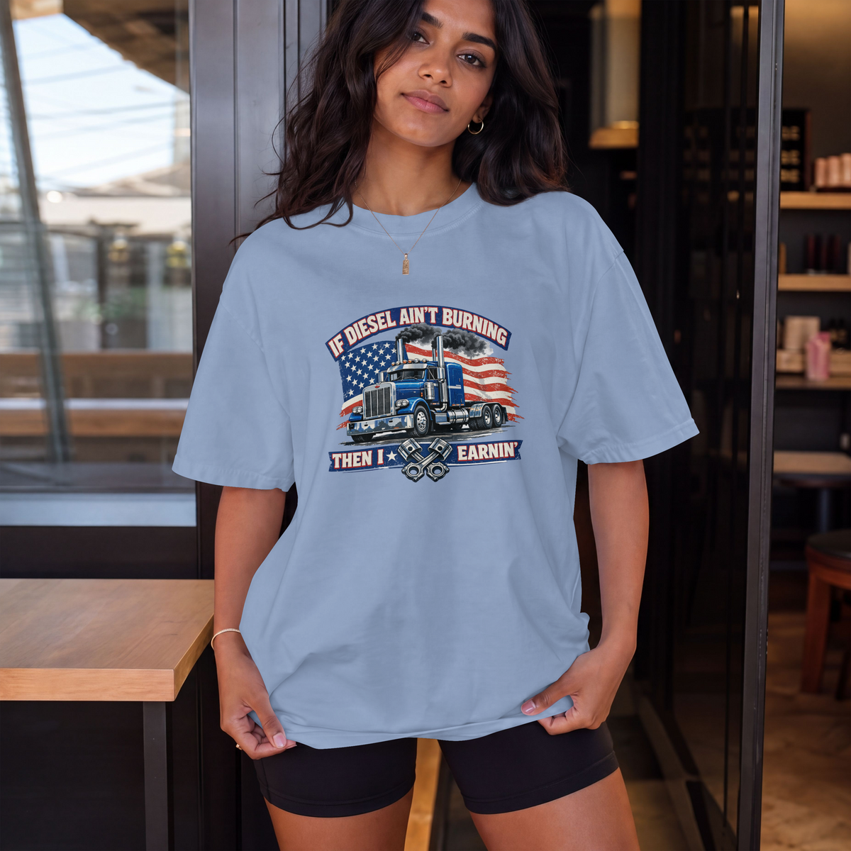 If Diesel Ain't Burning Trucker Shirt – American Flag Semi Truck Tee