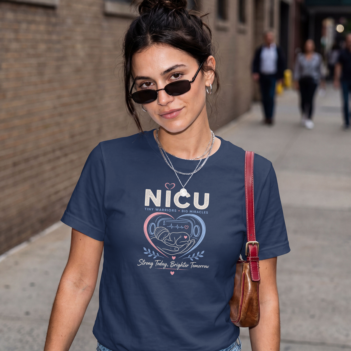 NICU Nurse Tiny Warriors Big Miracles design on an XGRITX Comfort Colors 1717 tee, front view