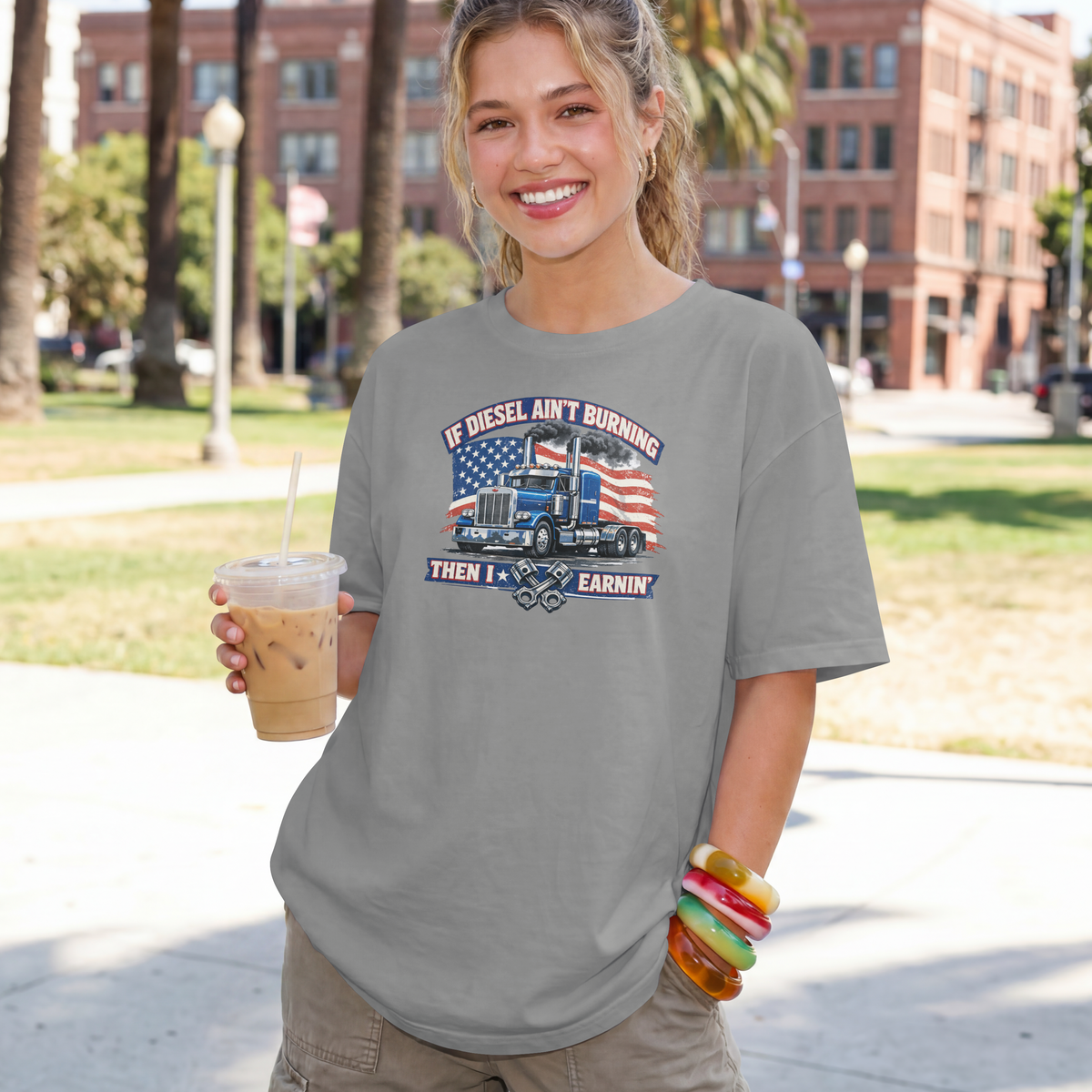 If Diesel Ain't Burning Trucker Shirt – American Flag Semi Truck Tee