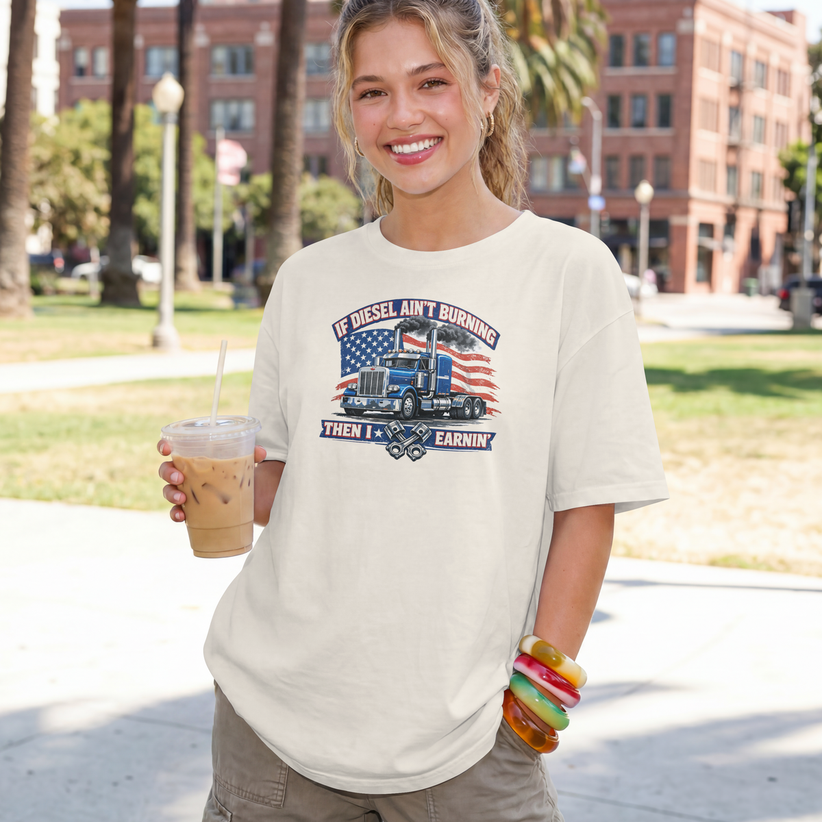 If Diesel Ain't Burning Trucker Shirt – American Flag Semi Truck Tee