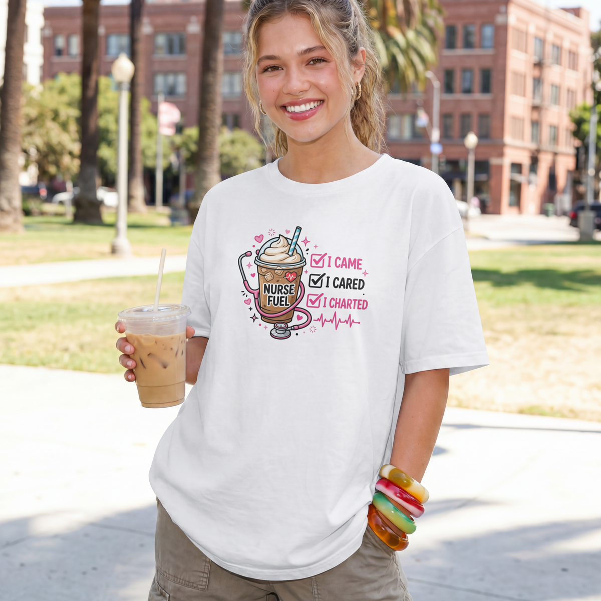 I Came I Cared I Charted Funny Nurse Shirt – Nurse Fuel Coffee Tee