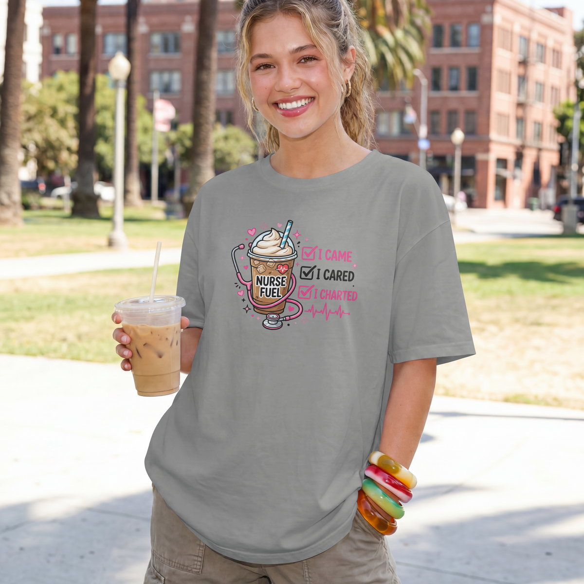 I Came I Cared I Charted Funny Nurse Shirt – Nurse Fuel Coffee Tee