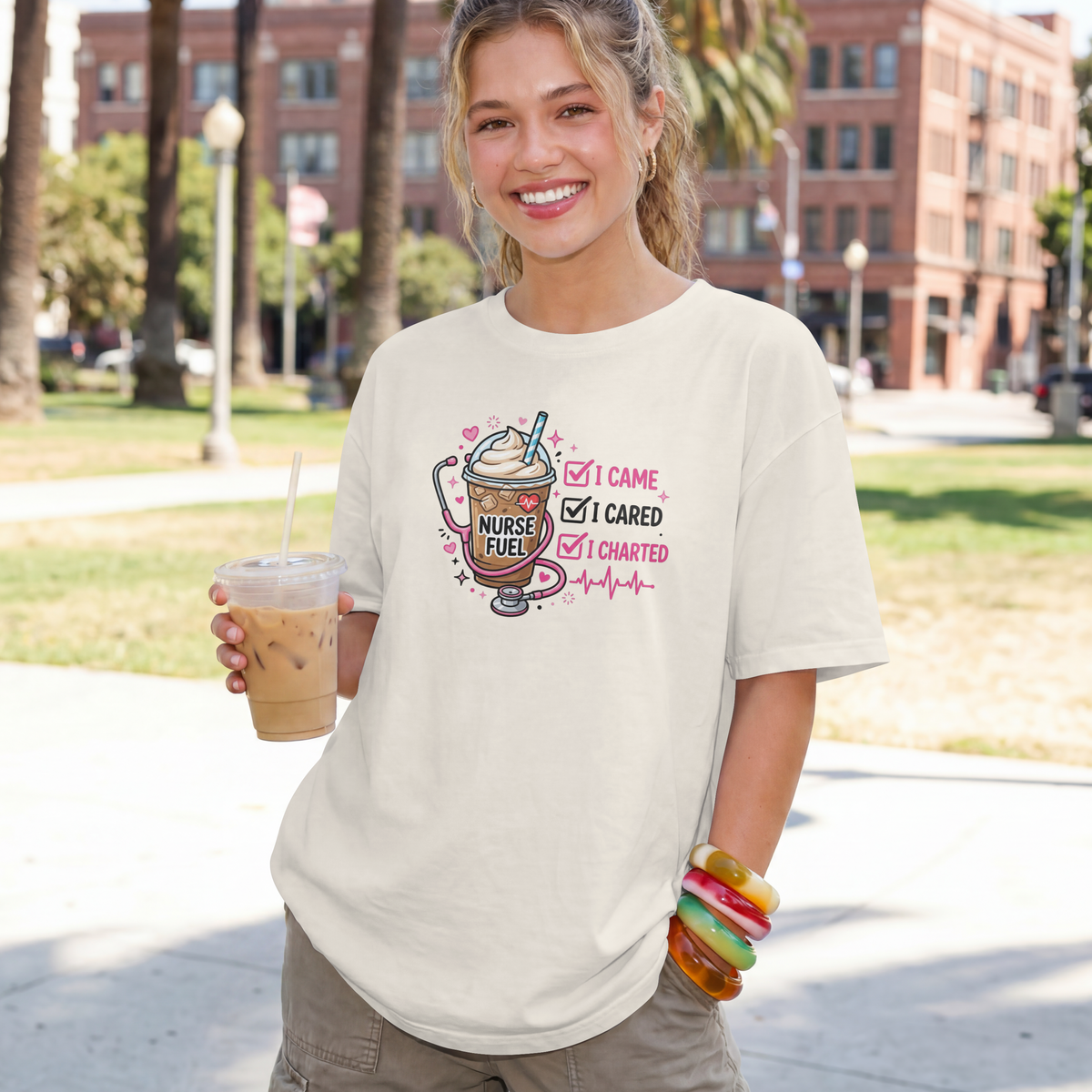 I Came I Cared I Charted Funny Nurse Shirt – Nurse Fuel Coffee Tee