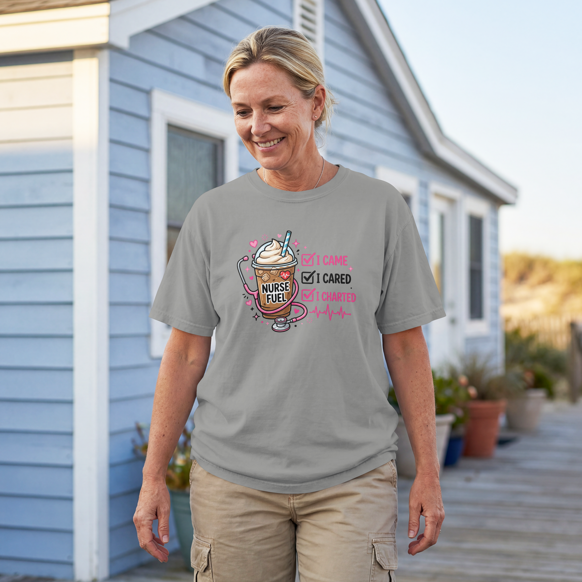 I Came I Cared I Charted Funny Nurse Shirt – Nurse Fuel Coffee Tee