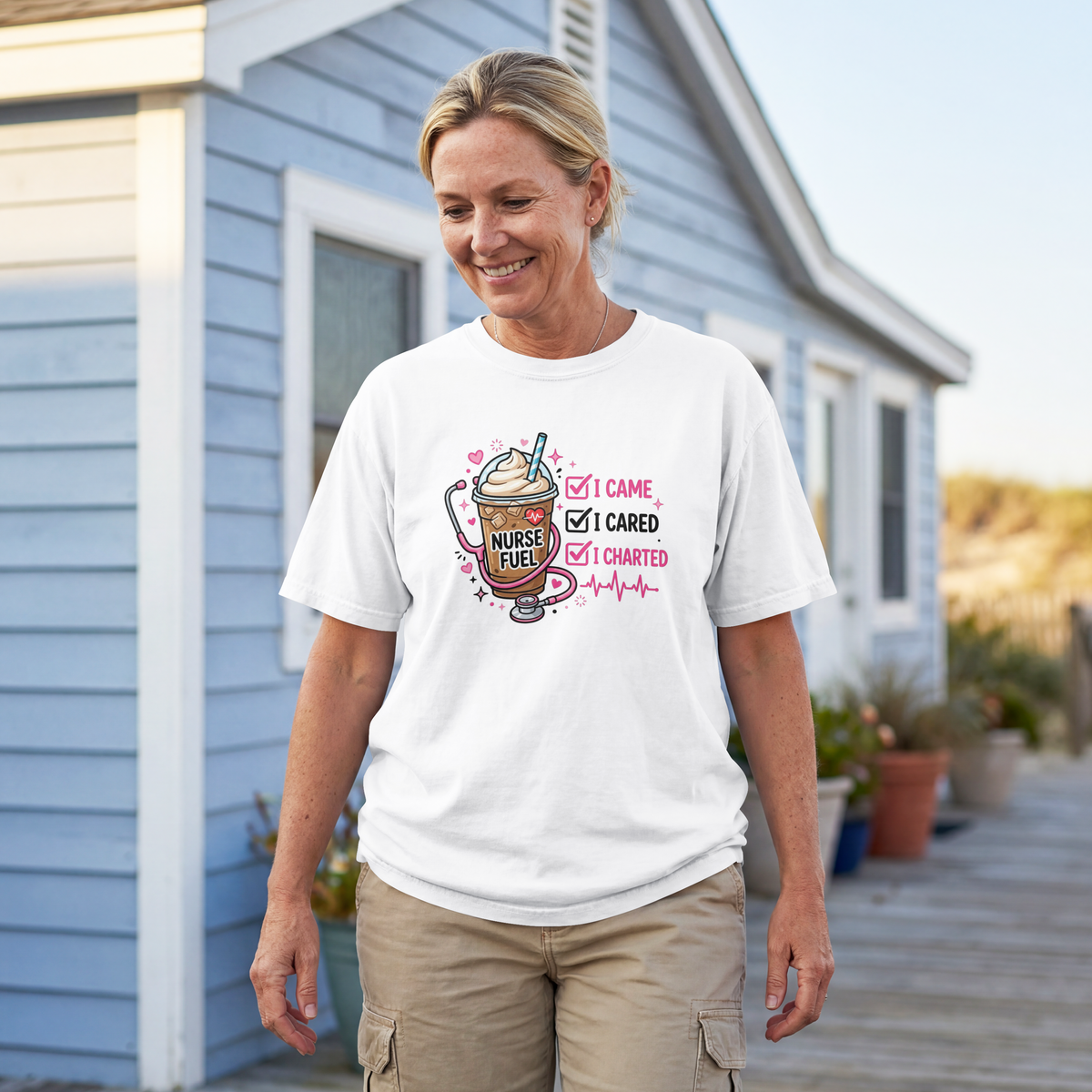 I Came I Cared I Charted Funny Nurse Shirt – Nurse Fuel Coffee Tee
