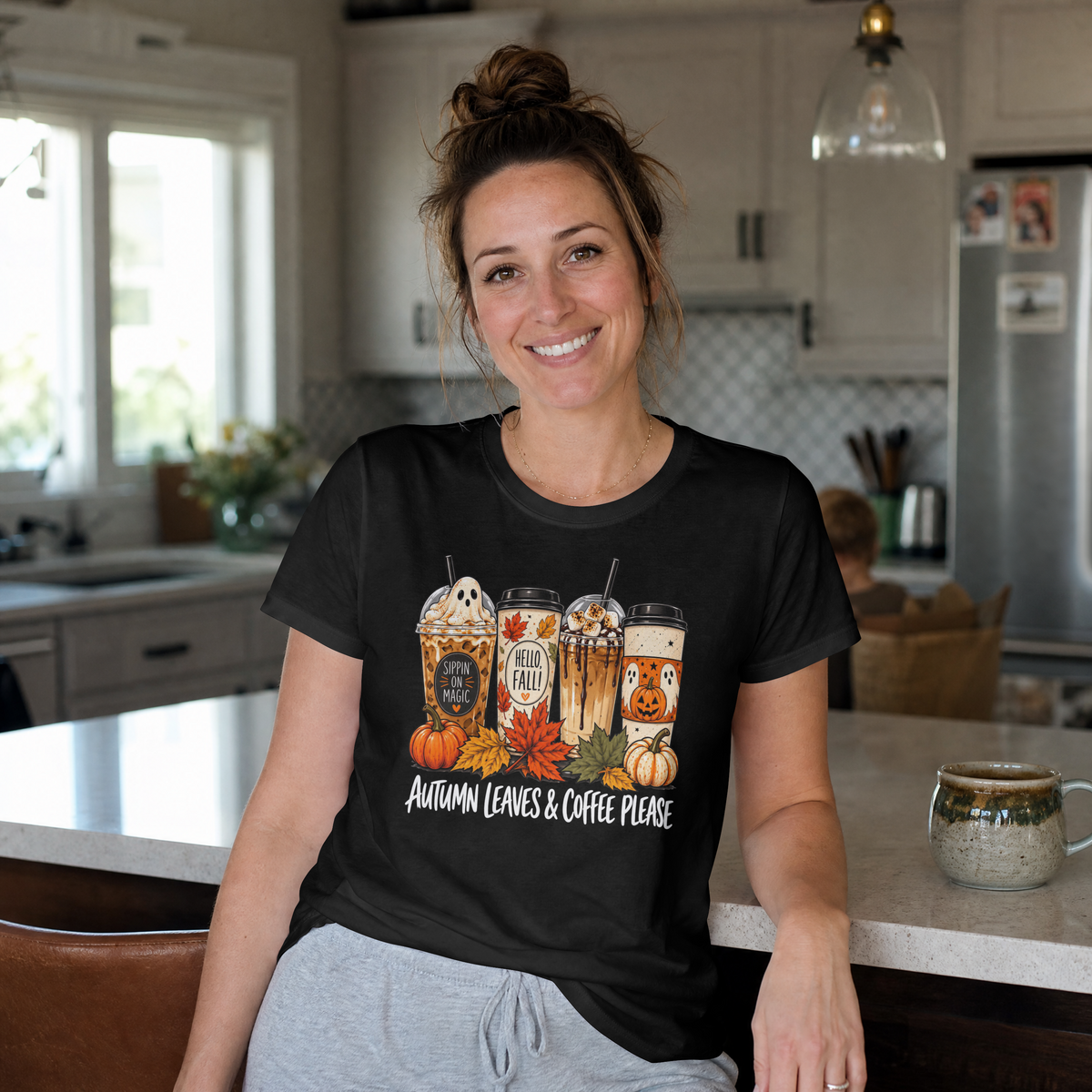 Autumn Leaves & Coffee Please Fall Coffee T-Shirt