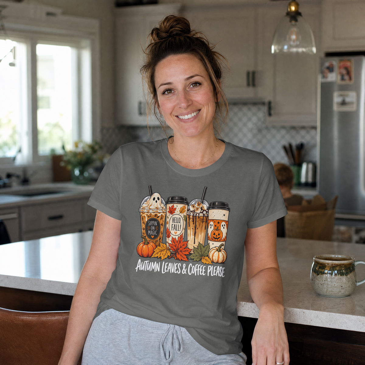 Autumn Leaves & Coffee Please Fall Coffee T-Shirt