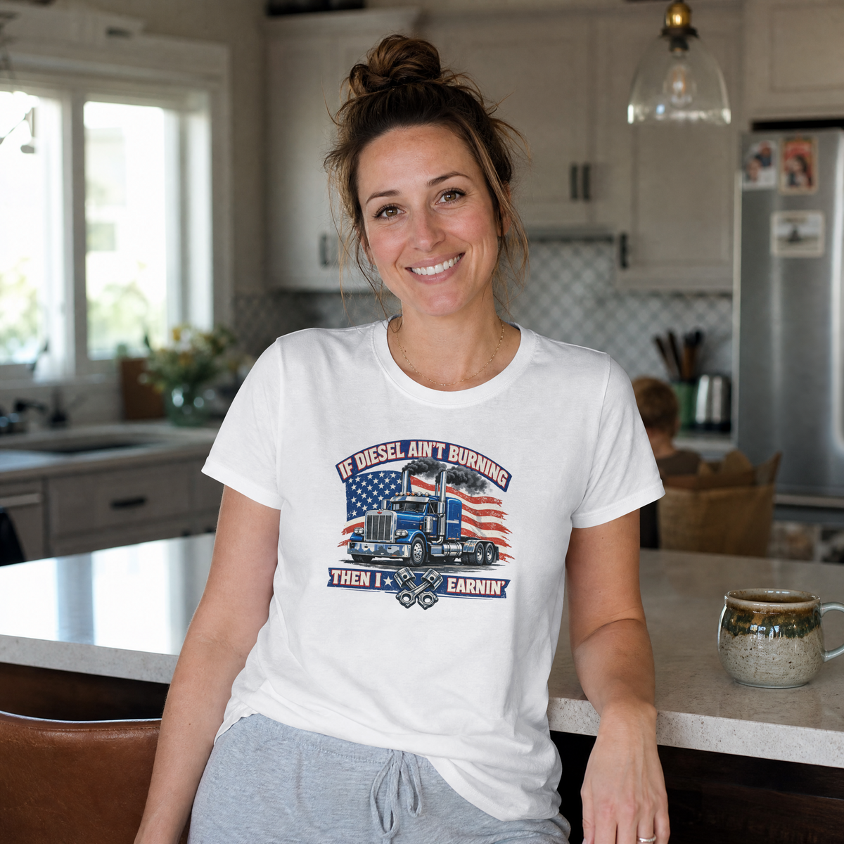 If Diesel Ain't Burning Trucker Shirt – American Flag Semi Truck Tee