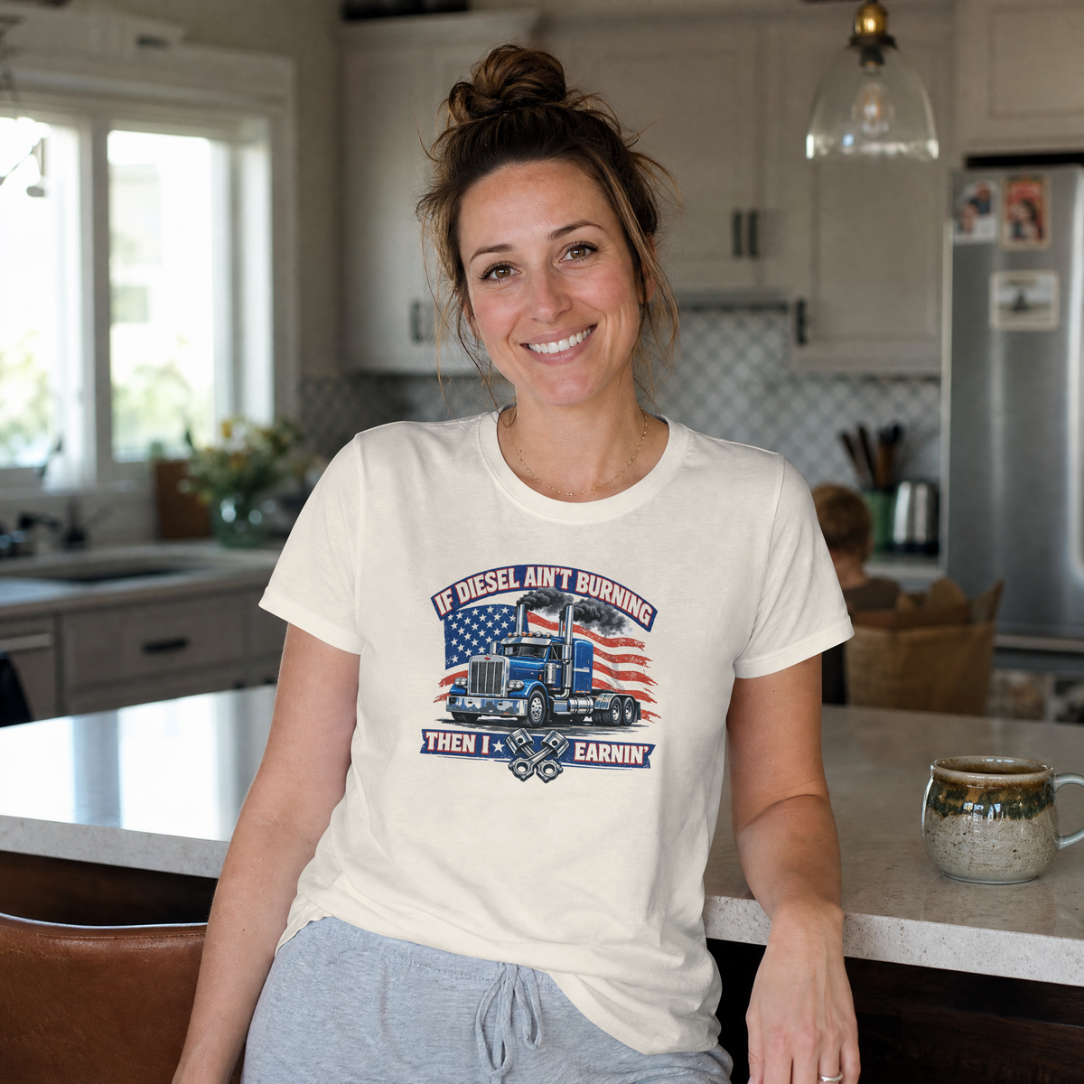 If Diesel Ain't Burning Trucker Shirt – American Flag Semi Truck Tee