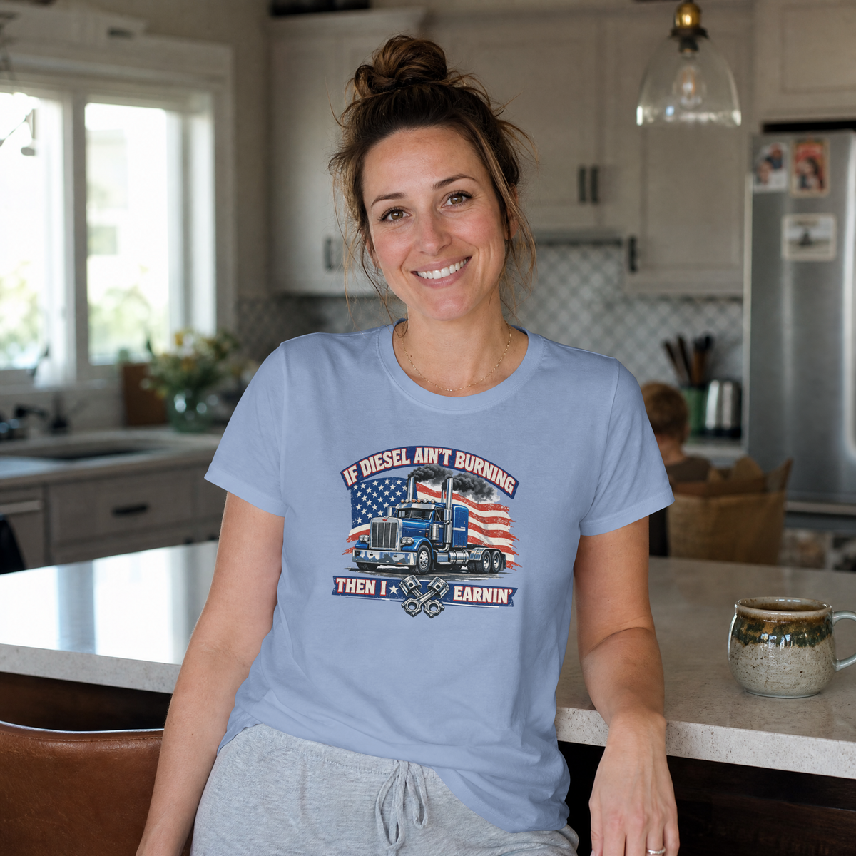 If Diesel Ain't Burning Trucker Shirt – American Flag Semi Truck Tee