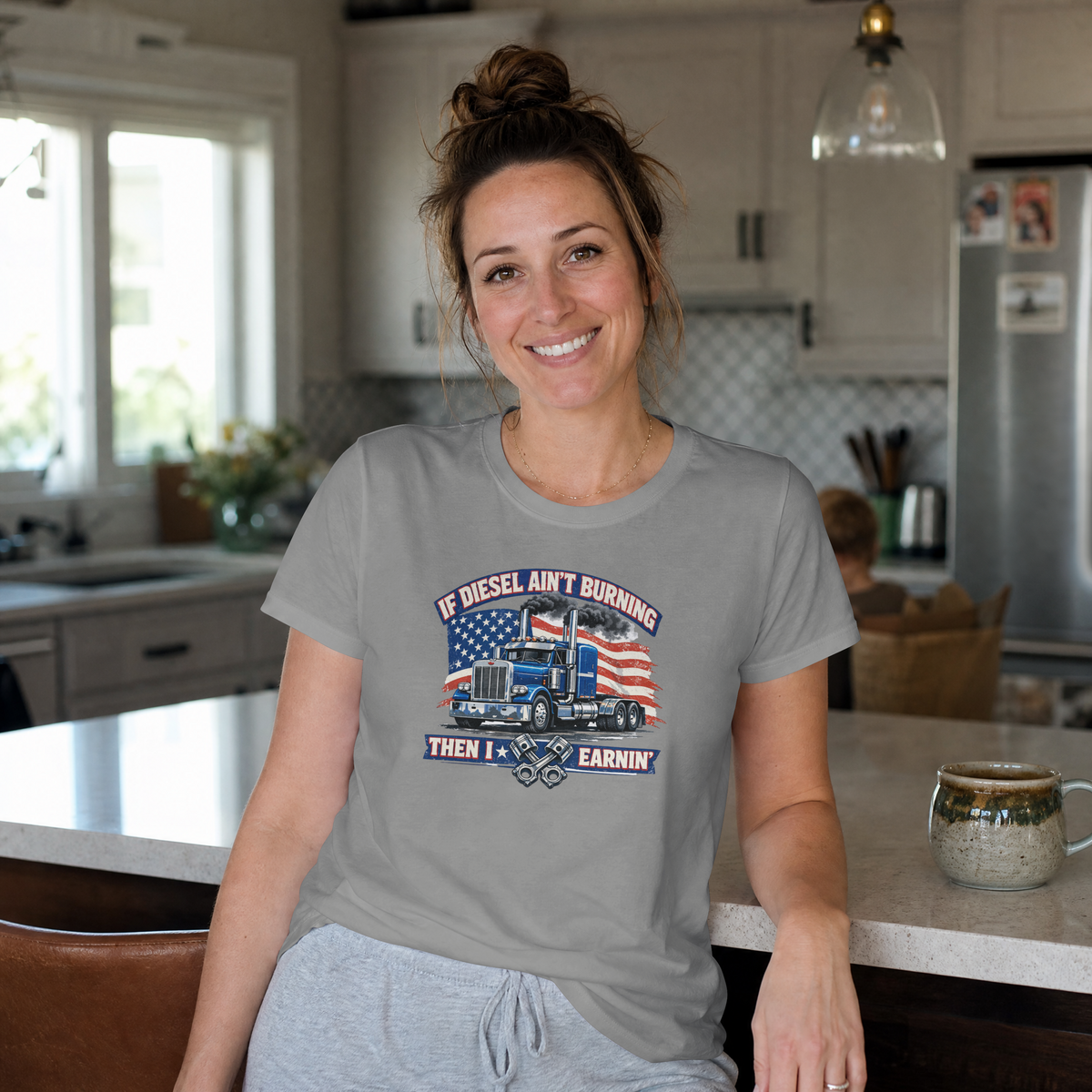 If Diesel Ain't Burning Trucker Shirt – American Flag Semi Truck Tee