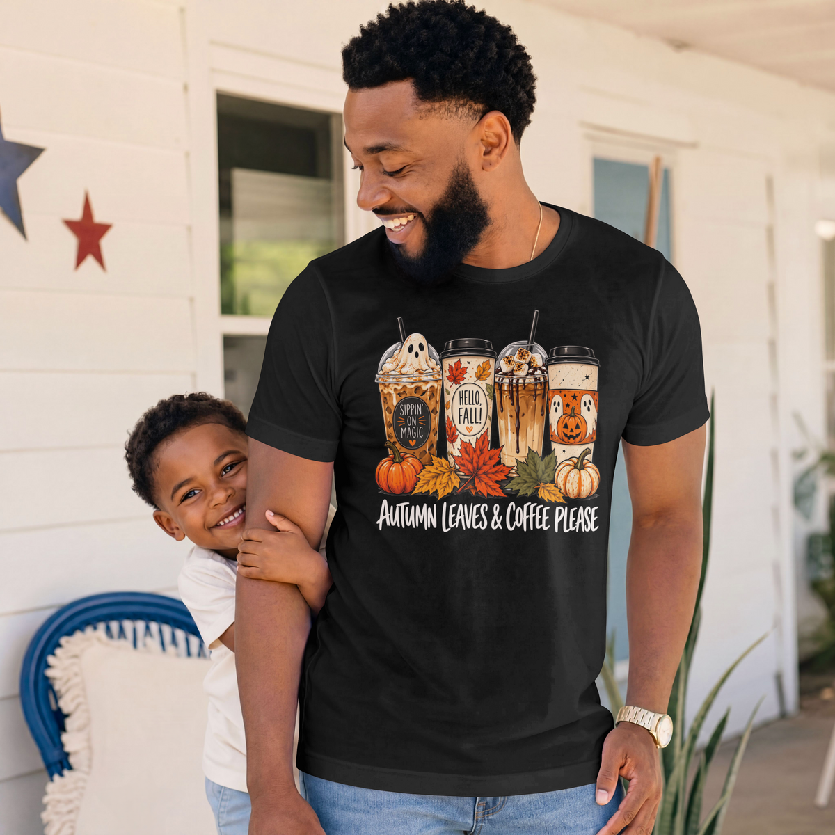 Autumn Leaves & Coffee Please Fall Coffee T-Shirt