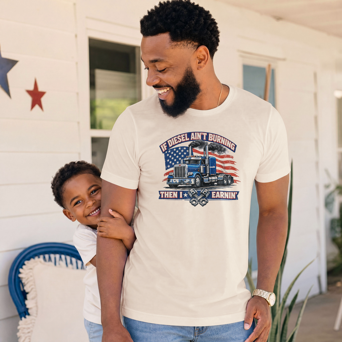 If Diesel Ain't Burning Trucker Shirt – American Flag Semi Truck Tee