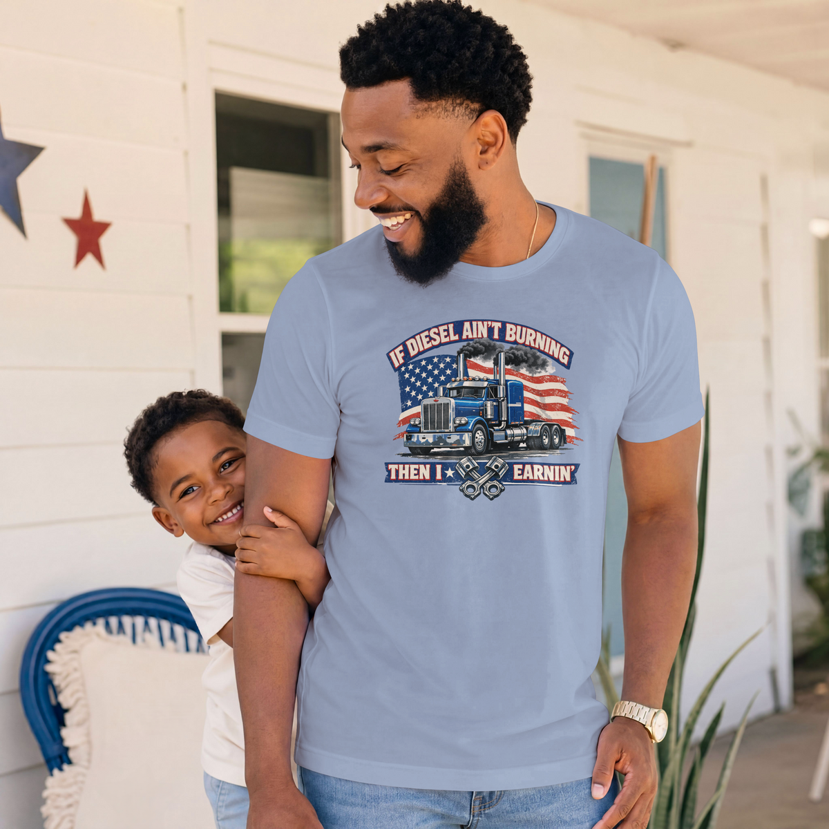 If Diesel Ain't Burning Trucker Shirt – American Flag Semi Truck Tee