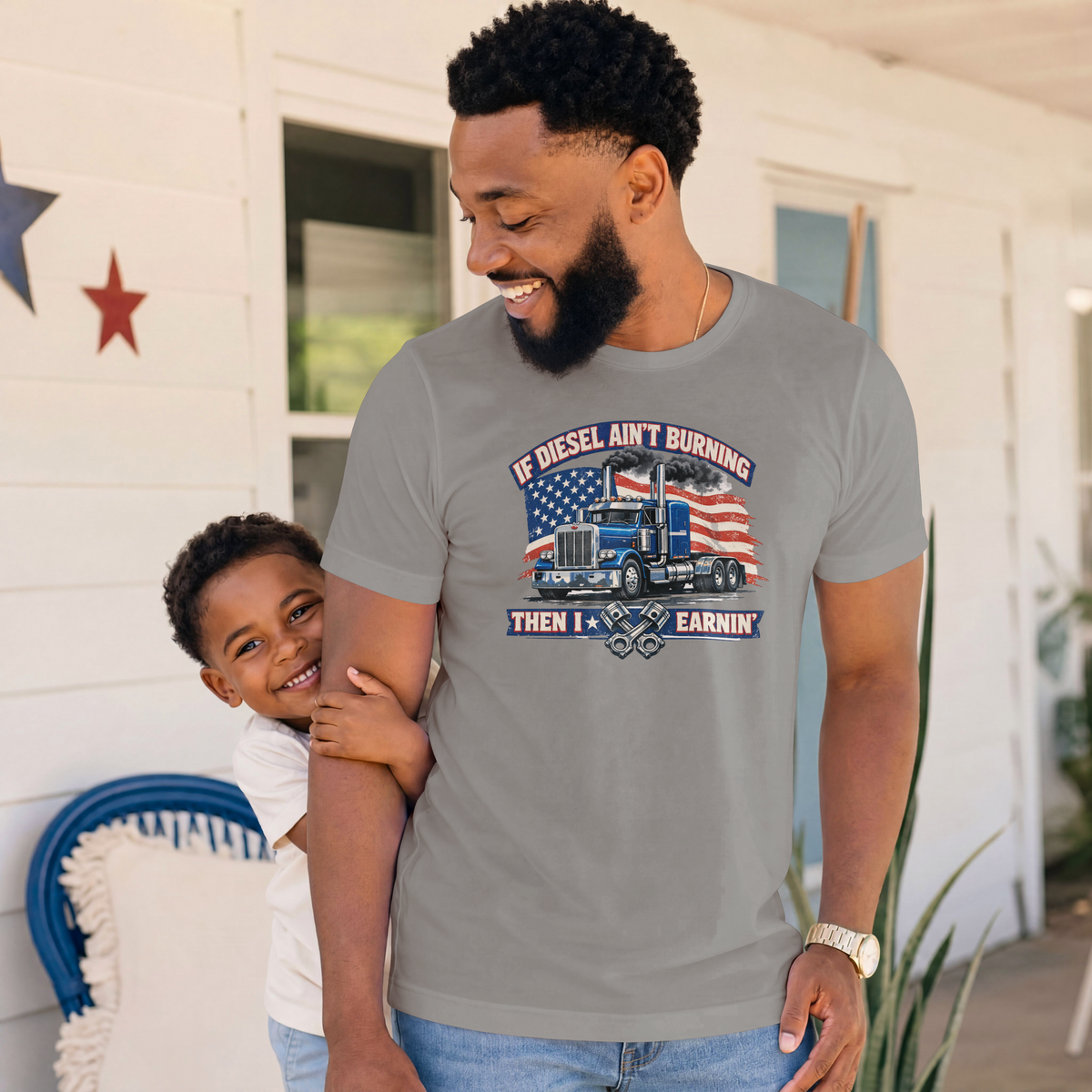 If Diesel Ain't Burning Trucker Shirt – American Flag Semi Truck Tee