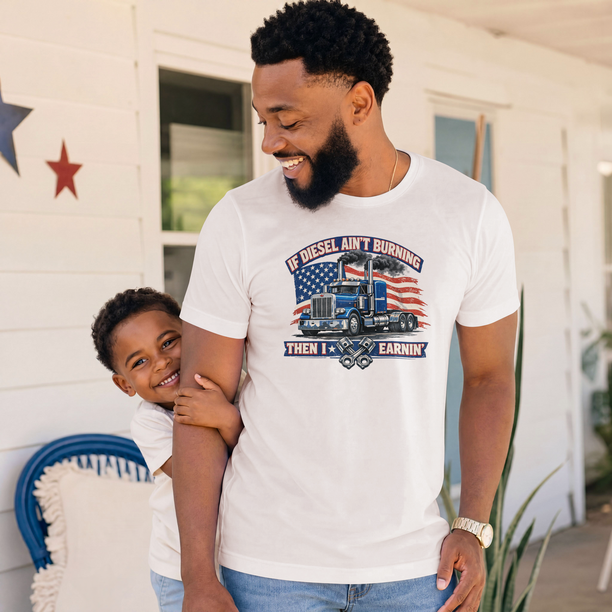 If Diesel Ain't Burning Trucker Shirt – American Flag Semi Truck Tee
