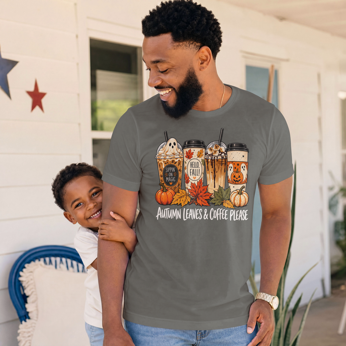 Autumn Leaves & Coffee Please Fall Coffee T-Shirt